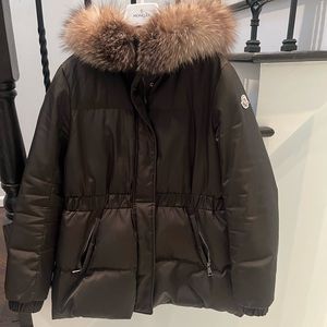 Moncler fatsial cinched fox fur puffer jacket